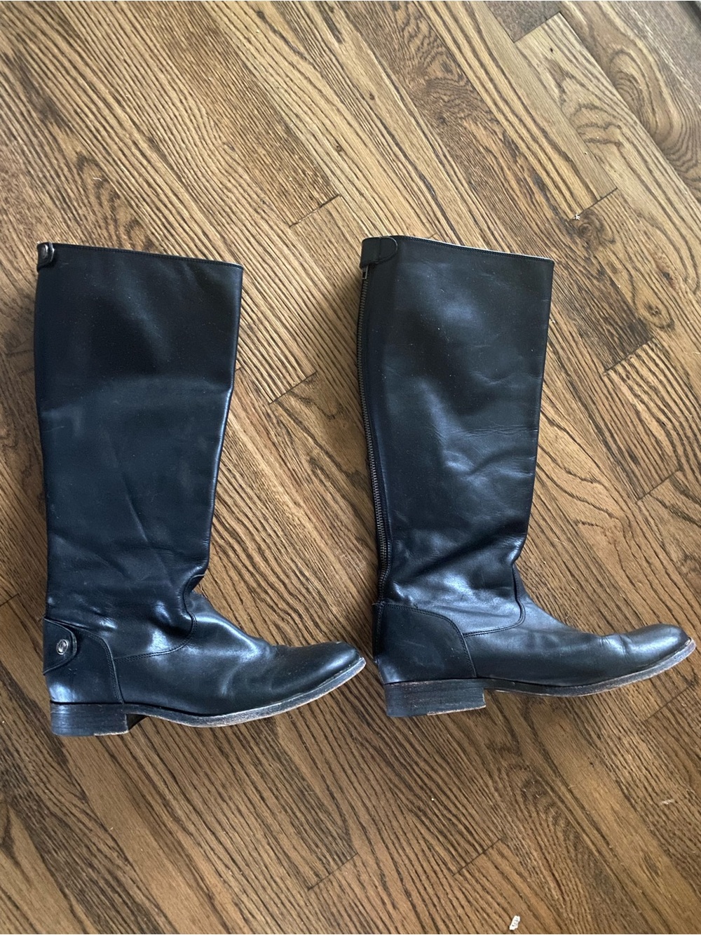 Frye Boots - Gorgeous, Vintage, Melissa Zipper, Tall, Black Leather Riding Boot